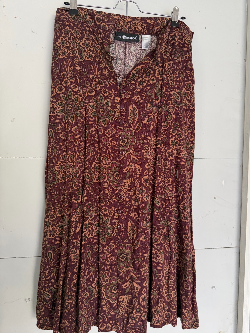 Sag Harbor Burgundy Floral Skirt